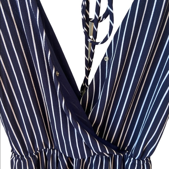 PURPLE SNOW ROMPER WITH MAXI OUTER SKIRT, BLUE AND WHITE STRIPED, V-NECK, SIZE M - Picture 5 of 9